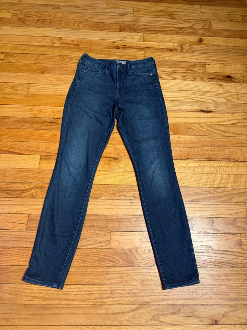 Athleta Sculptek Skinny Jeans dark blue sz 2 flex light distressed faded stone